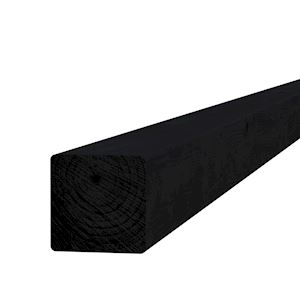 Paal Grenen geschaafd 8,8x8,8 cm zwart gedompeld
